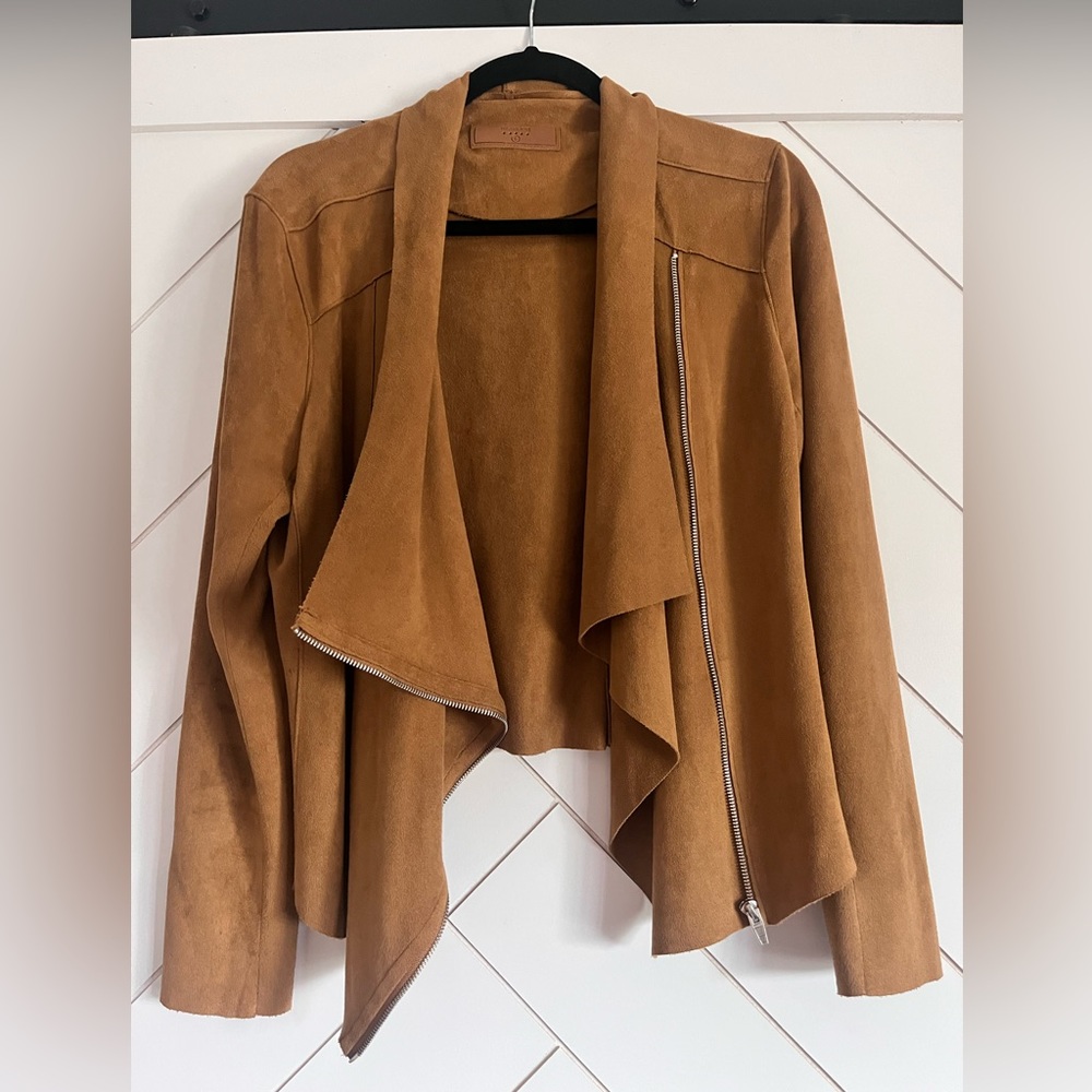 BlankNYC Drape Front Faux Suede Jacket Size L